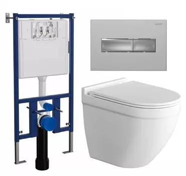 Комплект 3 в 1 инсталляция Loranto 4501 + Унитаз подвесной Grossman GR-4483S + кнопка хром матовая