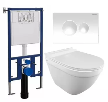 Комплект 3 в 1 инсталляция Loranto 4501 + Унитаз подвесной Iddis Cloud CLORDSEi25 + кнопка белая глянцевая