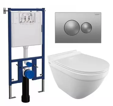 Комплект 3 в 1 инсталляция Loranto 4501 + Унитаз подвесной Iddis Cloud CLORDSEi25 + кнопка хром матовая