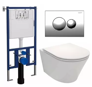 Комплект 3 в 1 инсталляция Loranto 4501 + Унитаз подвесной Jacob Delafon Rodin+ EDY102-00 + кнопка хром