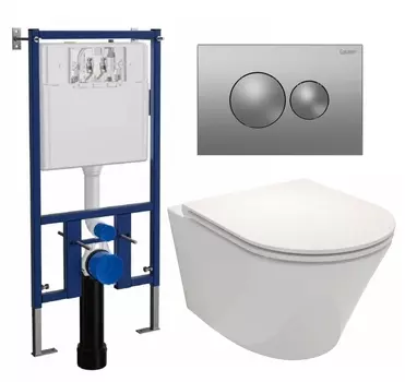 Комплект 3 в 1 инсталляция Loranto 4501 + Унитаз подвесной Jacob Delafon Rodin+ EDY102-00 + кнопка хром матовая