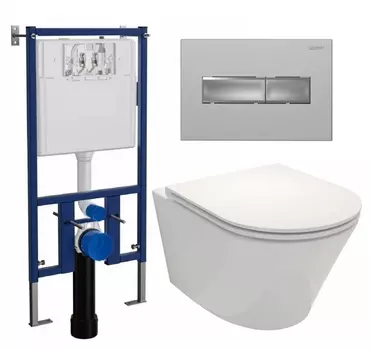 Комплект 3 в 1 инсталляция Loranto 4501 + Унитаз подвесной Jacob Delafon Rodin+ EDY102-00 + кнопка хром матовая