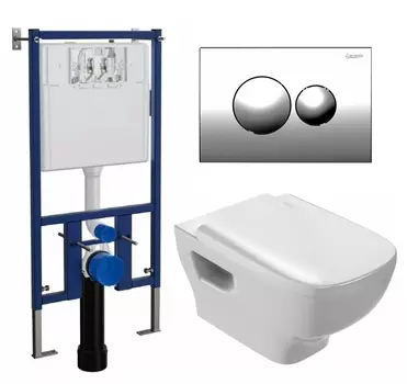 Комплект 3 в 1 инсталляция Loranto 4501 + Унитаз подвесной Jacob Delafon Struktura EDE102-00 + кнопка хром