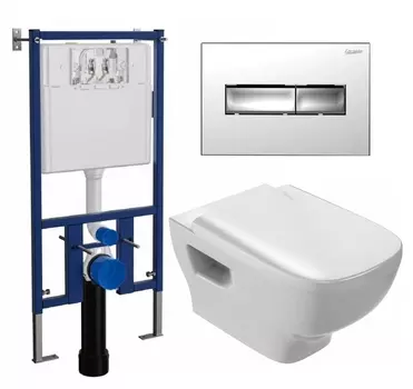 Комплект 3 в 1 инсталляция Loranto 4501 + Унитаз подвесной Jacob Delafon Struktura EDE102-00 + кнопка хром