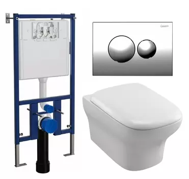 Комплект 3 в 1 инсталляция Loranto 4501 + Унитаз подвесной Jacob Delafon Vox EDM102-00 + кнопка хром