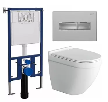 Комплект 3 в 1 инсталляция Loranto 4501 + Унитаз подвесной Owl 1975 Cirkel-H + кнопка хром матовая