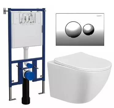 Комплект 3 в 1 инсталляция Loranto 4501 + Унитаз подвесной Taliente Amato AM25010 + кнопка хром