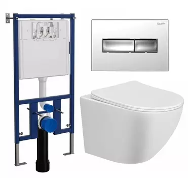 Комплект 3 в 1 инсталляция Loranto 4501 + Унитаз подвесной Taliente Amato AM25010 + кнопка хром