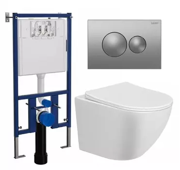 Комплект 3 в 1 инсталляция Loranto 4501 + Унитаз подвесной Taliente Amato AM25010 + кнопка хром матовая