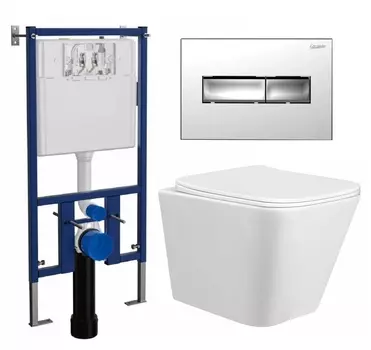 Комплект 3 в 1 инсталляция Loranto 4501 + Унитаз подвесной Taliente Correto CR25200 + кнопка хром