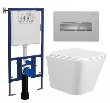 Комплект 3 в 1 инсталляция Loranto 4501 + Унитаз подвесной Taliente Correto CR25200 + кнопка хром матовая