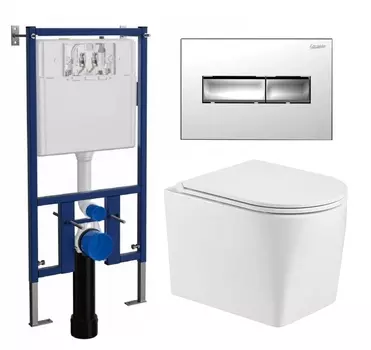 Комплект 3 в 1 инсталляция Loranto 4501 + Унитаз подвесной WeltWasser Nesenbach 004 GL-WT + кнопка хром