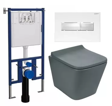 Комплект 3 в 1 инсталляция Loranto 4501 + Унитаз подвесной Weltwasser WW SK Gelbach 041 MT-GR + кнопка белая глянцевая