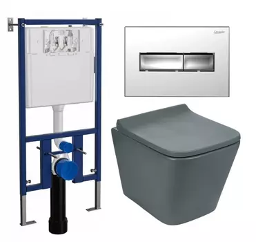 Комплект 3 в 1 инсталляция Loranto 4501 + Унитаз подвесной Weltwasser WW SK Gelbach 041 MT-GR + кнопка хром