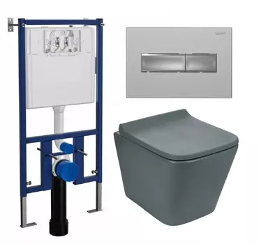 Комплект 3 в 1 инсталляция Loranto 4501 + Унитаз подвесной Weltwasser WW SK Gelbach 041 MT-GR + кнопка хром матовая