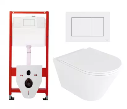 Комплект 3 в 1 инсталляция Tece Base 9400413 + Унитаз подвесной Enio Cento EN4280110 + кнопка белая