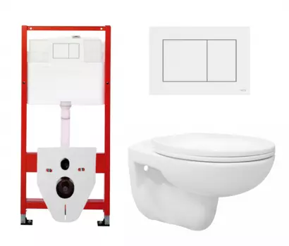 Комплект 3 в 1 инсталляция Tece Base 9400413 + Унитаз подвесной Enio Ekos EN0170571 + кнопка белая