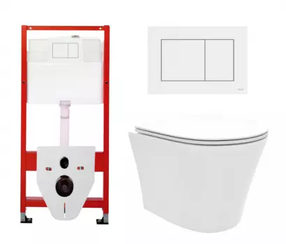 Комплект 3 в 1 инсталляция Tece Base 9400413 + Унитаз подвесной Enio Neo EN5370588 + кнопка белая