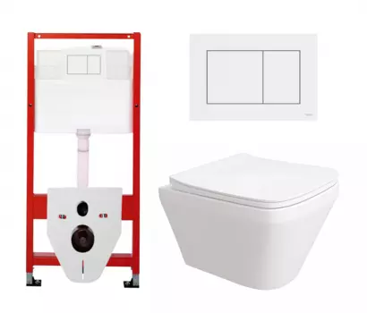 Комплект 3 в 1 инсталляция Tece Base 9400413 + Унитаз подвесной Enio Vicino EN9170544 + кнопка белая