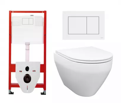 Комплект 3 в 1 инсталляция Tece Base 9400413 + Унитаз подвесной Enio Cono EN2870522 + кнопка белая