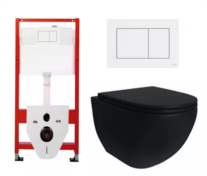 Комплект 3 в 1 инсталляция Tece Base 9400413 + Унитаз подвесной Enio Unico BL черный EN4105055 + кнопка белая