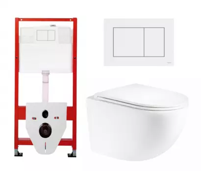 Комплект 3 в 1 инсталляция Tece Base 9400413 + Унитаз подвесной Enio Unico Tornado EN2105073 + кнопка белая