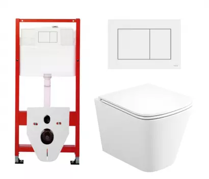 Комплект 3 в 1 инсталляция Tece Base 9400413 + Унитаз подвесной Enio Binario Tornado EN4180237 + кнопка белая