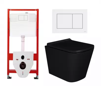 Комплект 3 в 1 инсталляция Tece Base 9400413 + Унитаз подвесной Enio Binario BL черный EN4180225 + кнопка белая