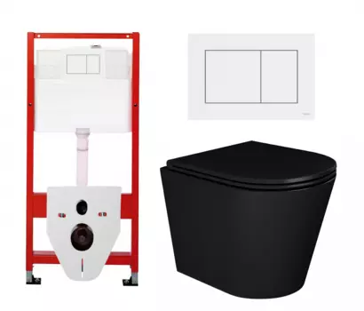 Комплект 3 в 1 инсталляция Tece Base 9400413 + Унитаз подвесной Enio Cento BL черный EN4280035 + кнопка белая