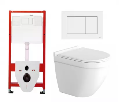 Комплект 3 в 1 инсталляция Tece Base 9400413 + Унитаз подвесной Enio Pulito EN1170052 + кнопка белая