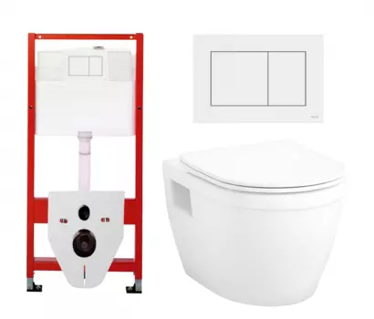 Комплект 3 в 1 инсталляция Tece Base 9400413 + Унитаз подвесной Enio Bolo EN8350034 + кнопка белая