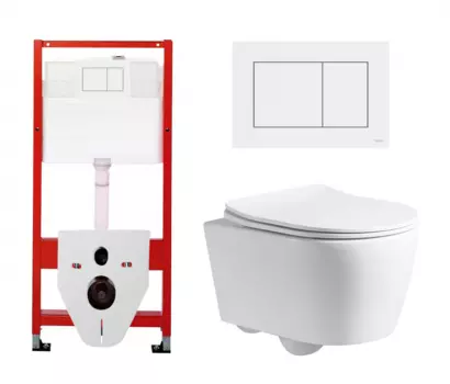 Комплект 3 в 1 инсталляция Tece Base 9400413 + Унитаз подвесной CeruttiSpa Sella PP 9738 + кнопка белая