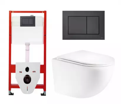 Комплект 3 в 1 инсталляция Tece Base K440407/9400414 + Унитаз подвесной Enio Unico Tornado EN2105073 + кнопка черная матовая