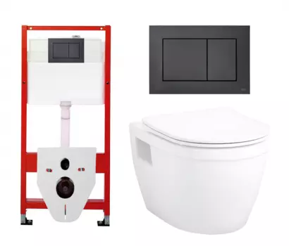 Комплект 3 в 1 инсталляция Tece Base K440407/9400414 + Унитаз подвесной Enio Bolo EN8350034 + кнопка черная матовая