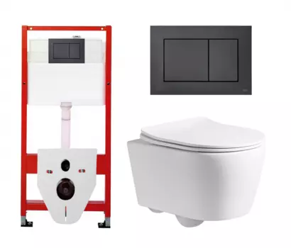 Комплект 3 в 1 инсталляция Tece Base K440407/9400414 + Унитаз подвесной CeruttiSpa Sella PP 9738 + кнопка черная матовая