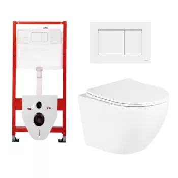 Комплект 3 в 1 инсталляция Tece Base 9400413 + Подвесной унитаз BelBagno Uno с кнопкой белой OOO