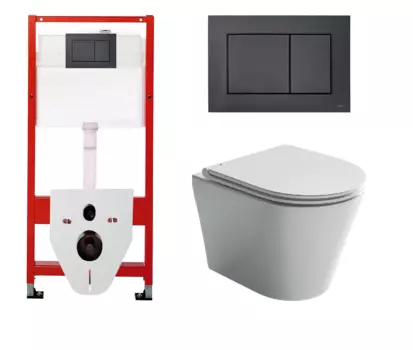 Комплект 3 в 1 инсталляция Tece Base K440407/9400414 + Подвесной унитаз Ceramica Nova Forma CN3011 с кнопкой смыва, в стиле hi-tech