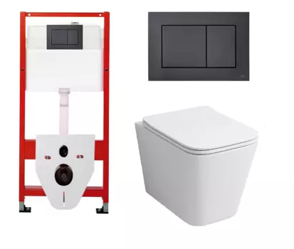 Комплект 3 в 1 инсталляция Tece Base K440407 + Подвесной унитаз Grossman GR-4441S с кнопкой смыва, в стиле hi-tech