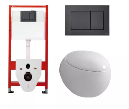 Комплект 3 в 1 инсталляция Tece Base K440407 + Подвесной унитаз Grossman GR-4442 с кнопкой смыва, в стиле hi-tech