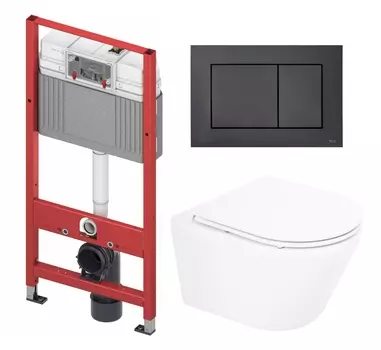 Комплект 3 в 1 инсталляция Tece Base K440407/9400414 + Унитаз подвесной BelBagno Tre BB8001CHR/SC + кнопка черная