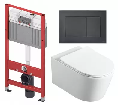 Комплект 3 в 1 инсталляция Tece Base K440407/9400414 + Унитаз Vincea Cute VT1-24 + кнопка черная