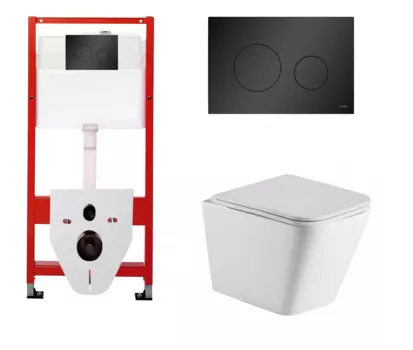 Комплект 3 в 1 инсталляция Tece Base K440925 + Подвесной унитаз WeltWasser Gelbach 004 GL-WT с кнопкой смыва, в стиле hi-tech