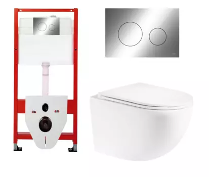 Комплект 3 в 1 инсталляция Tece Loop K440921 + Подвесной унитаз Enio Unico с кнопкой хром