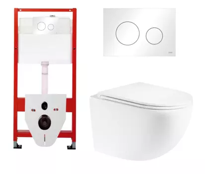 Комплект 3 в 1 инсталляция Tece Loop K440920 + Подвесной унитаз Enio Unico с белой кнопкой