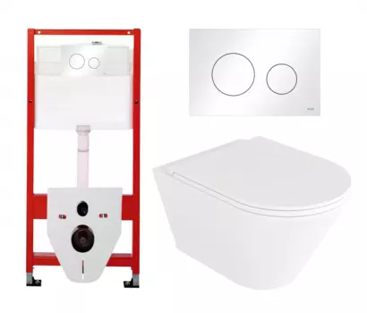 Комплект 3 в 1 инсталляция Tece Loop K440920 + Унитаз подвесной Enio Cento EN4280110 + кнопка белая