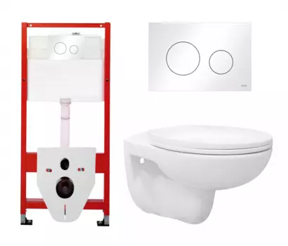 Комплект 3 в 1 инсталляция Tece Loop K440920 + Унитаз подвесной Enio Ekos EN0170571 + кнопка белая