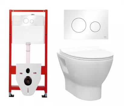 Комплект 3 в 1 инсталляция Tece Loop K440920 + Унитаз подвесной Enio Nativo EN1270551 + кнопка белая