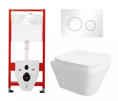 Комплект 3 в 1 инсталляция Tece Loop K440920 + Унитаз подвесной Enio Vicino EN9170544 + кнопка белая