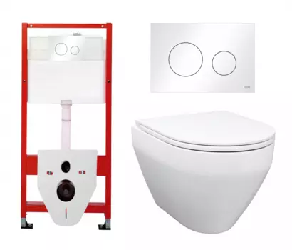 Комплект 3 в 1 инсталляция Tece Loop K440920 + Унитаз подвесной Enio Cono EN2870522 + кнопка белая