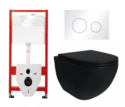 Комплект 3 в 1 инсталляция Tece Loop K440920 + Унитаз подвесной Enio Unico BL черный EN4105055 + кнопка белая